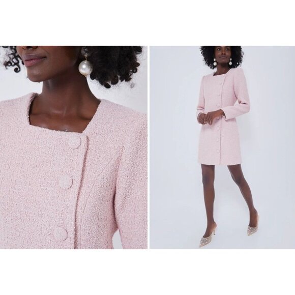 NWT Tuckernuck Birkley Pastel Pink Tweed Long Sleeve Classic Mini Dress Size XS - Picture 1 of 7